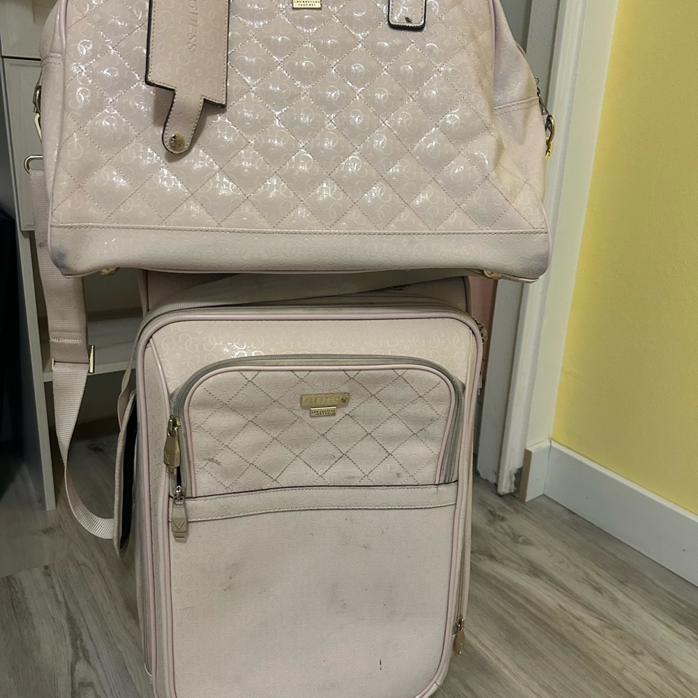 Elegant Quilted Beige Bag Set